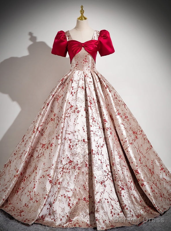 Red Short Sleeve Pleats Quinceanera Dresses Main image