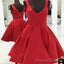 Red Simple V-Neck Freshman A-Line Cheap Homecoming Dresses