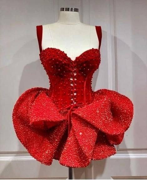 Red Sleeveless Homecoming Dresses Sequined Mini Prom Gowns, Main image