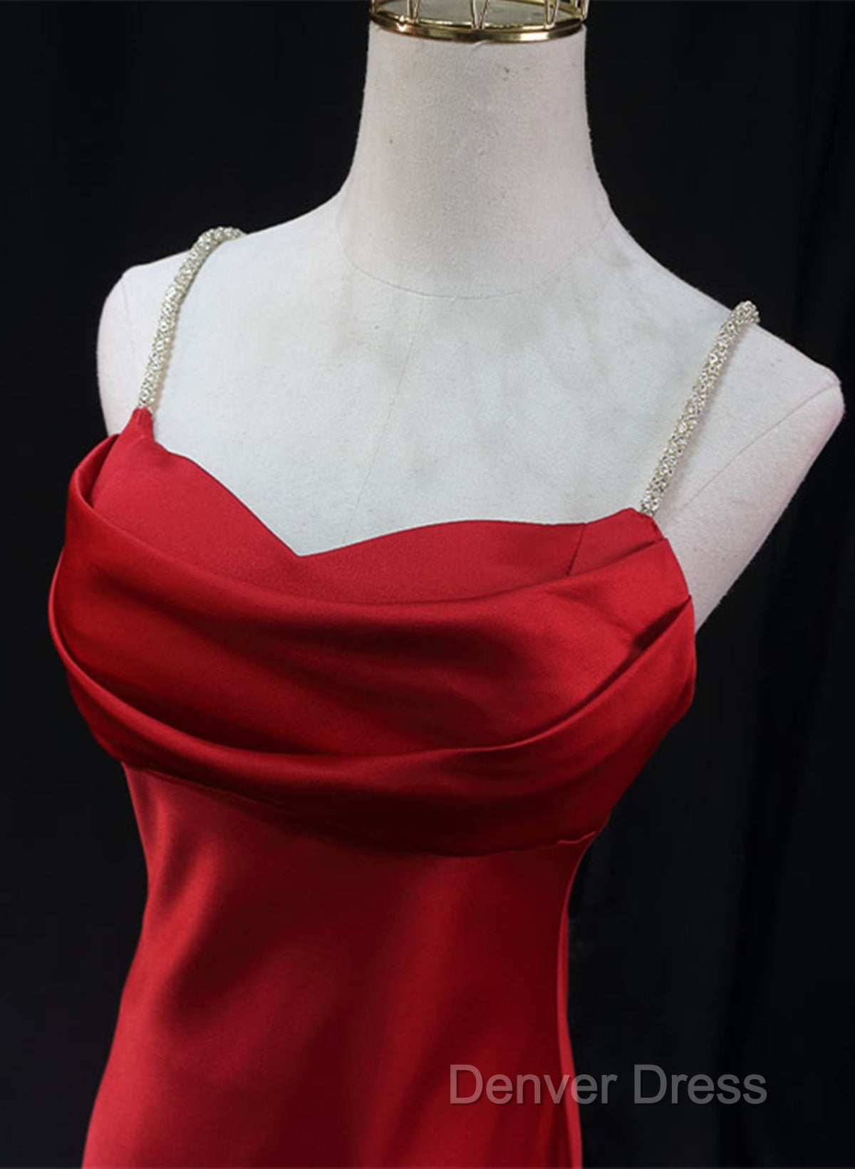 Red Soft Satin Long Prom Dress Prom Dress, Red A Line Prom Dresses
