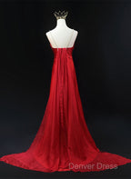 Red Soft Satin Long Prom Dress Prom Dress, Red A Line Prom Dresses