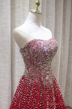 Red Sparkle Prom Dress , Handmade Charming Formal Gown, Prom Dress