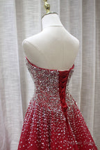 Red Sparkle Prom Dress , Handmade Charming Prom Gowns, Prom Dresses