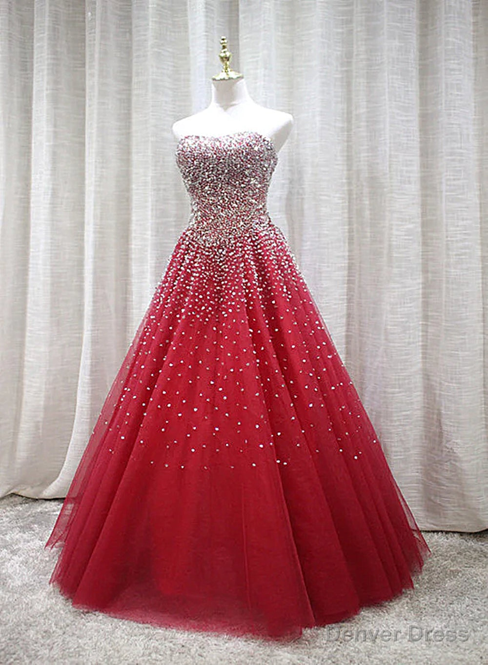 Red Sparkle Prom Dress , Handmade Charming Formal Gown, Prom Dress Main image