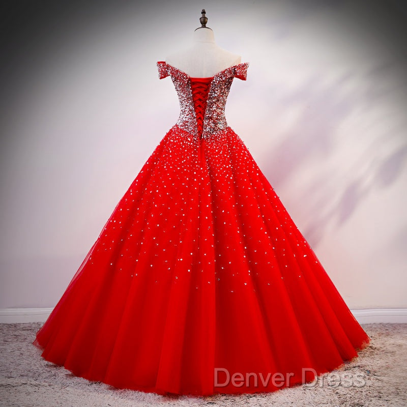Red Sparkle Tulle Sweetheart Prom Dress, Shiny Sweet 16 Dresses Secondary image