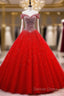 Red Sparkle Tulle Sweetheart Prom Dress, Shiny Sweet 16 Dresses