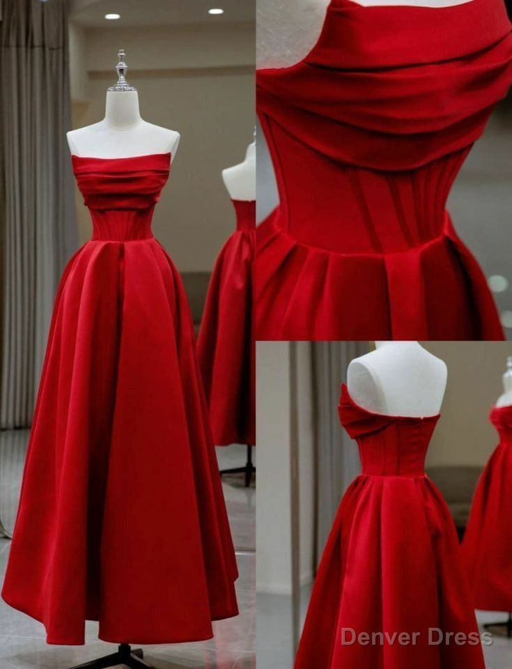 Red Strapless A LineEvening Dress Long Party Prom Dress Main image