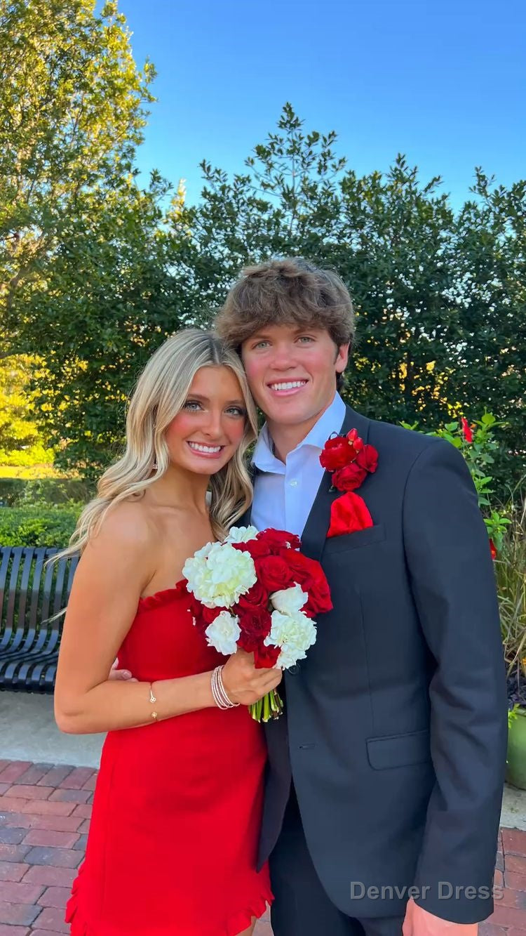 Red Strapless Short Homecoming Dress,Birthday Party Dress Secondary image