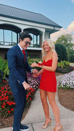 Red Strapless Tight Homecoming Dress,22th Birthday Prom Dresses
