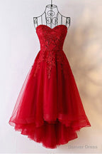 Red Sweetheart Tulle High Low Homecoming Dress , Red Prom Dresses