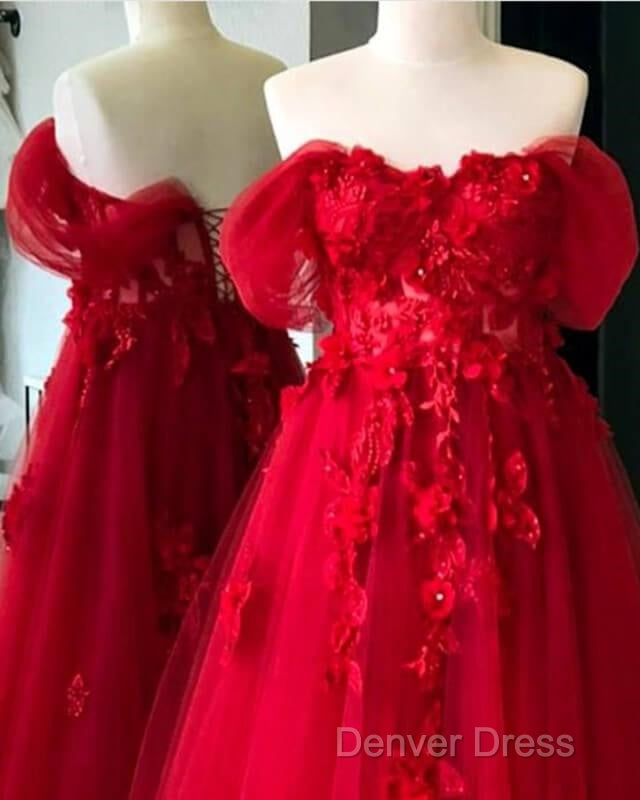 Red Tulle Corset Dresses With 3D Lace Flowers Secondary image