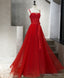 Red Tulle Long Prom Dress, Red Tulle Prom Dresses
