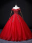 Red Tulle Off the Shoulder Beading Quinceanera Dresses