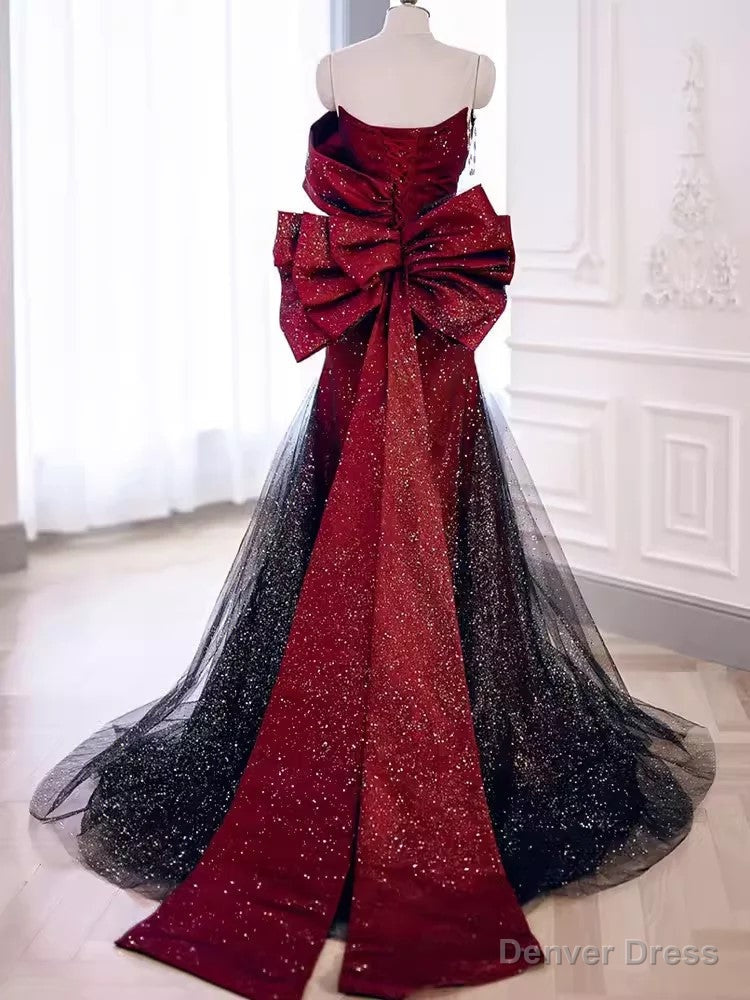 Red Tulle Off the Shoulder Bow Prom Dresses Secondary image