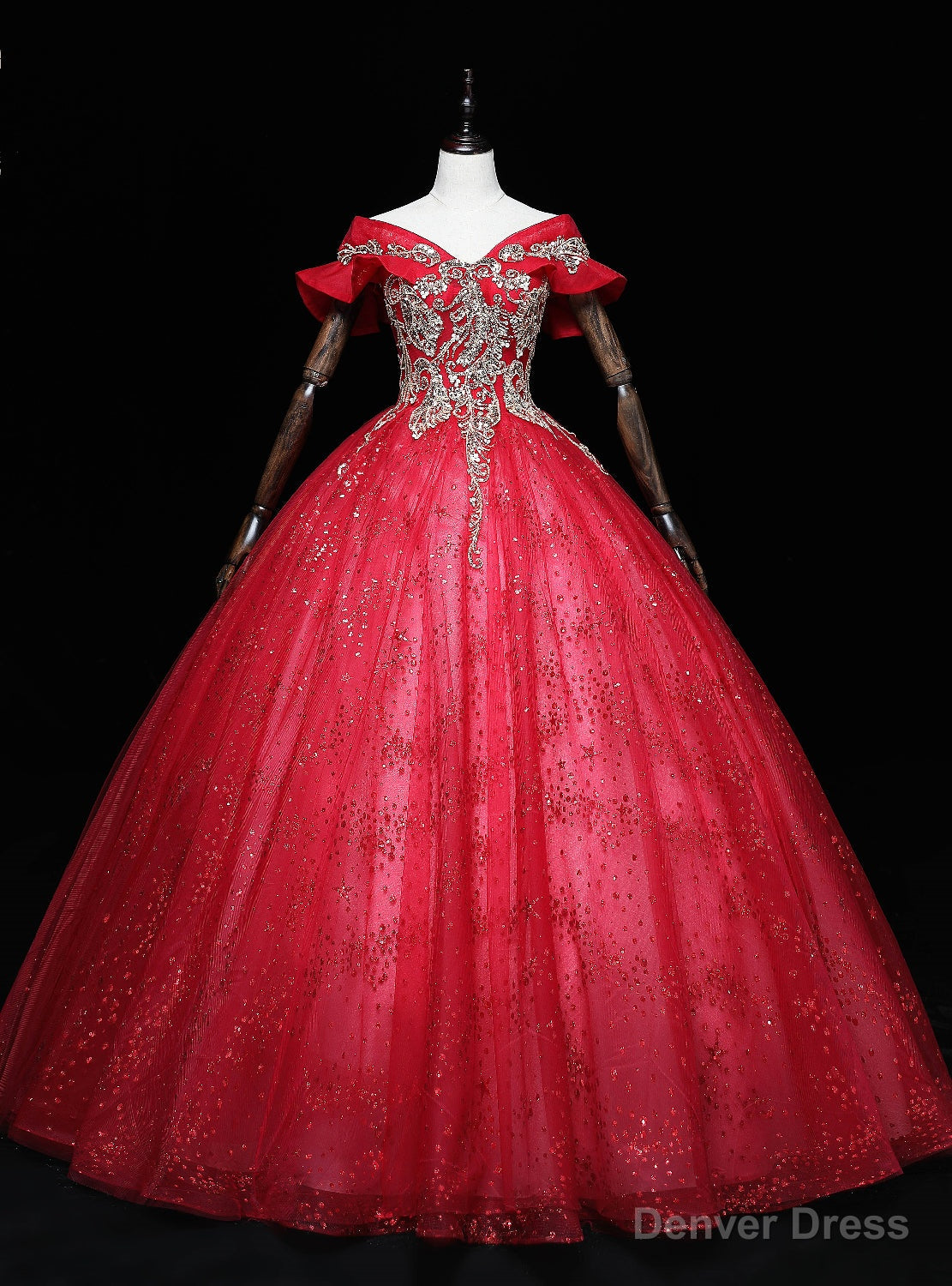 Red Tulle Off the Shoulder Sequins Beading Quinceanera Dresses Main image