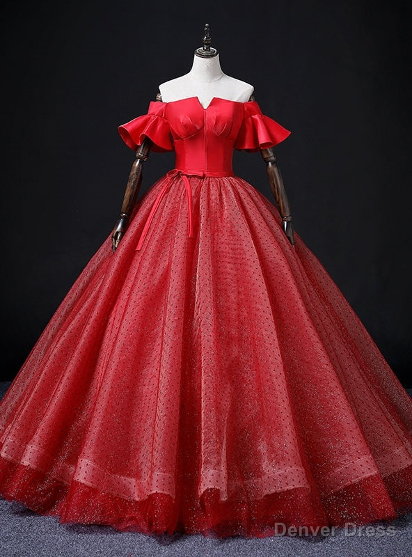 Red Tulle Satin Off the Shoulder Quinceanera Dresses Main image