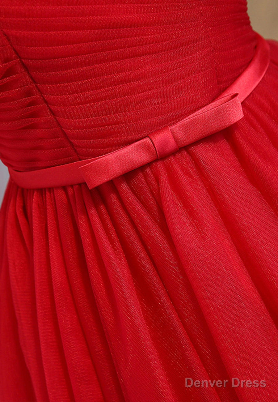 Red Tulle Short Prom Dress,A Line Semi Prom Dresses Secondary image