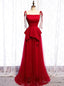 Red Tulle Spagehtti Straps Sequins Long Prom Dress