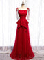 Red Tulle Spagehtti Straps Sequins Long Prom Dresses