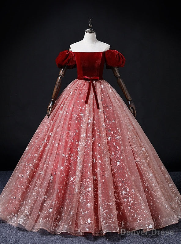 Red Tulle Velvet Off the Shoulder Quinceanera Dresses Main image
