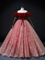Red Tulle Velvet Off the Shoulder Quinceanera Dresses