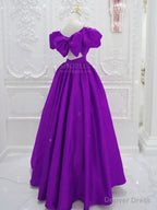 Red V Neck Satin Long Prom Dress, Red Prom Dresses