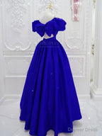 Red V Neck Satin Long Prom Dress, Red Prom Dresses