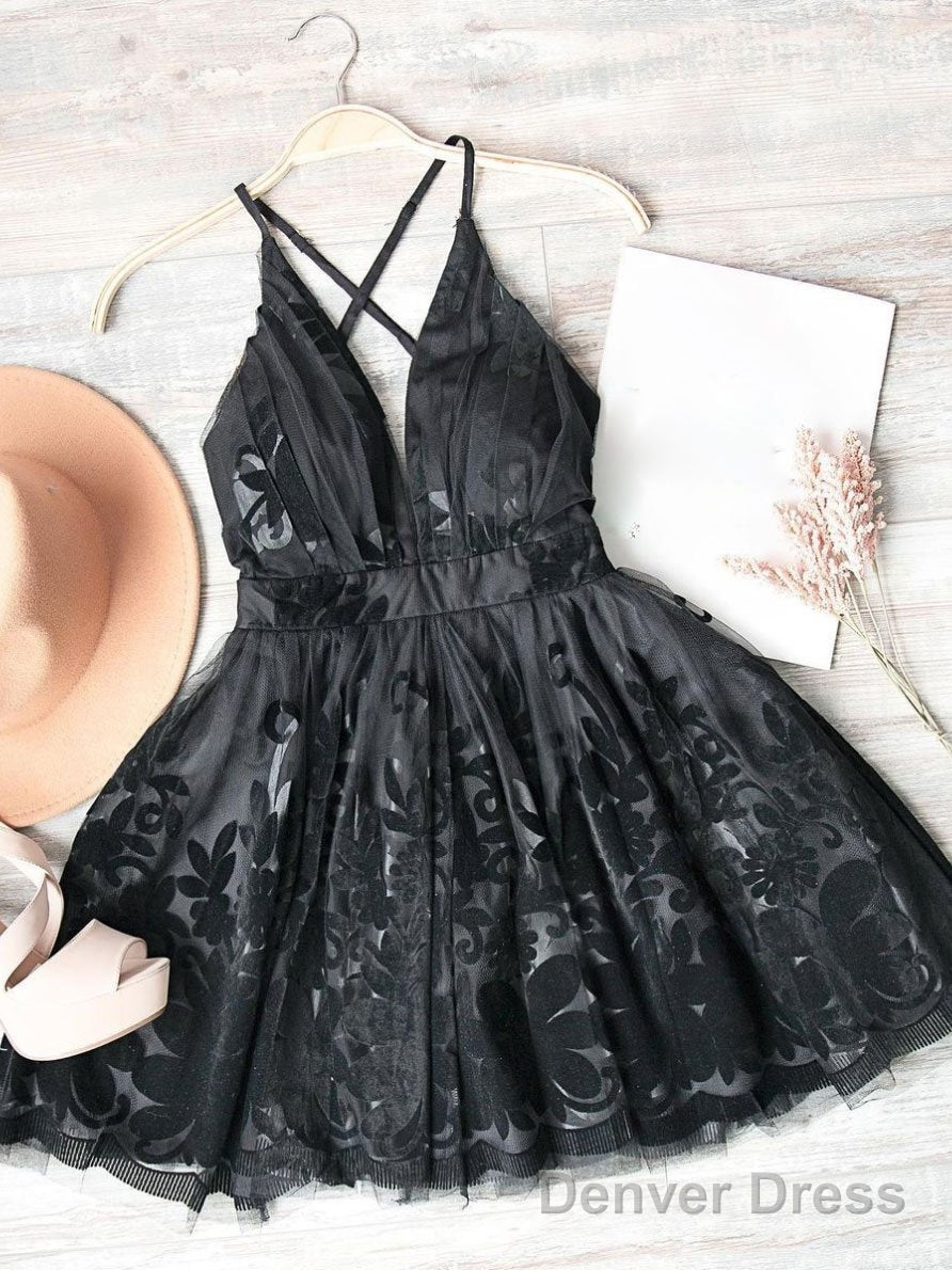 Red V Neck Tulle Lace Short Dress, Red Homecoming Dress Secondary image