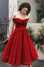 Red Velvet Sweetheart Simple Knee Length Wedding Prom Dresses