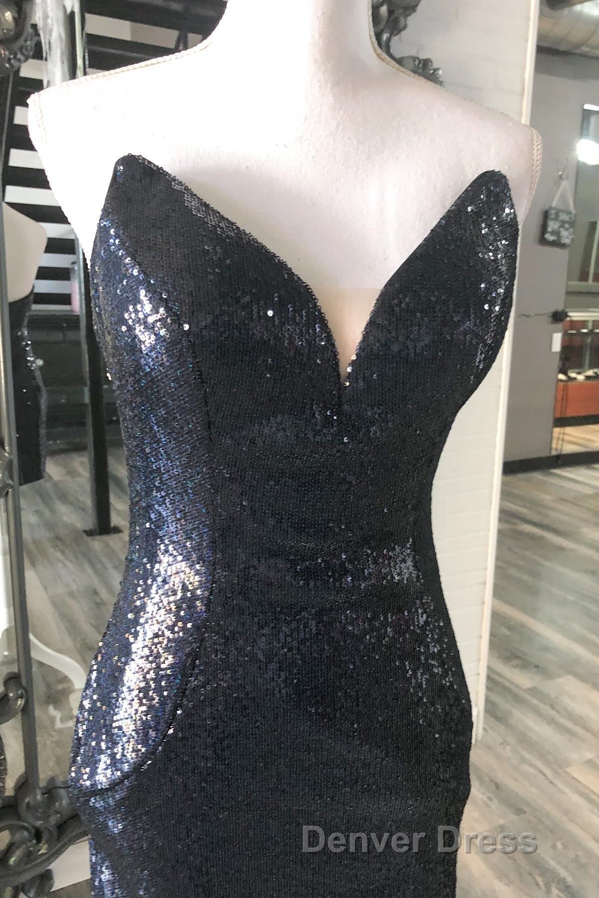 Blue Sequin Strapless Bodycon Homecoming Dresses