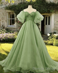 Removable Sleeve Ball Gown Sage Dress