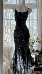 Retro Beautiful Shoulder Strap Beaded Chiffon Irregular Skirt Prom Dresses