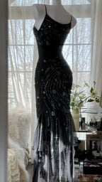 Retro Beautiful Shoulder Strap Beaded Chiffon Irregular Skirt Prom Dresses