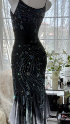 Retro Beautiful Shoulder Strap Beaded Chiffon Irregular Skirt Prom Dresses