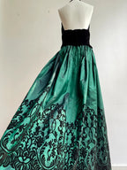 Retro Black And Green A-Line Halter Neck Velvet And Satin Prom Dresses Evening Dresses