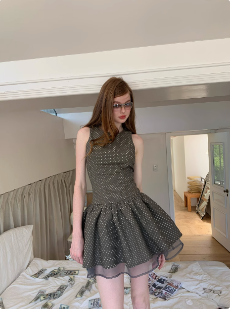 Retro Grey Polka Dot Sleeveless A-Line 17Th Birthday Homecoming Dresses
