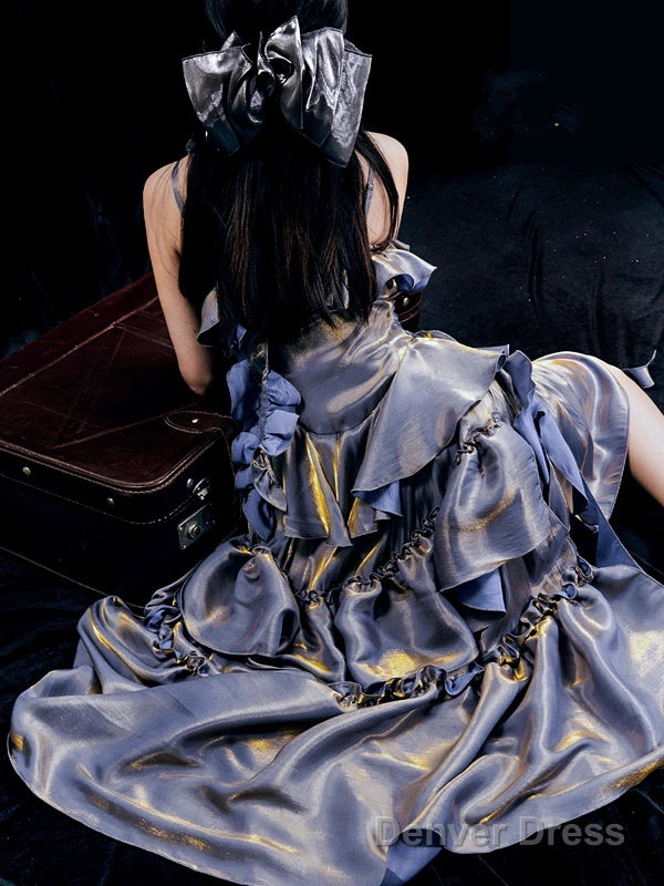 Retro High Low Irregular Spaghetti Straps Dusty Purple Short Birthday Dresses Birthday Outfit Secondary image