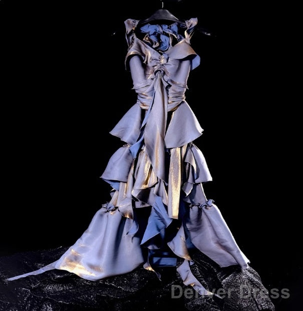 Retro High Low Irregular Spaghetti Straps Dusty Purple Short Birthday Dresses Birthday Outfit Main image