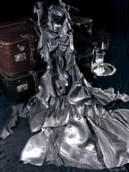 Retro High Low Irregular Spaghetti Straps Gray Short Birthday Dresses Birthday Outfits