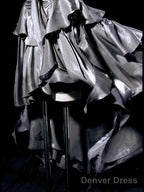 Retro High Low Irregular Spaghetti Straps Gray Short Birthday Dresses Birthday Outfits