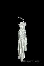 Retro Mermaid Halter Satin High Low Evening Dresses Prom Dresses