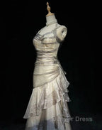 Retro Mermaid Long Prom Dresses New Long Evening Gowns