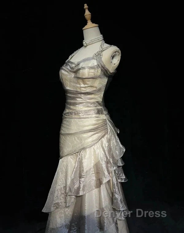 Retro Mermaid Long Prom Dresses New Long Evening Gowns