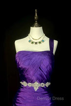 Retro Mermaid One Shoulder Satin Grape Long Evening Dresses Prom Dresses