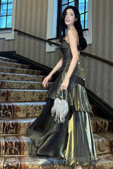 Retro Mermaid Spaghetti Straps Long Length Evening Dress Prom Dresses