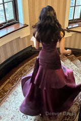 Retro Mermaid Spaghetti Straps Long Length Grape Evening Dress Prom Dresses