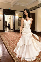 Retro Mermaid Spaghetti Straps Long Length White Evening Dress Prom Dresses