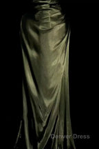 Retro Mermaid Spaghetti Straps Satin Green Long Evening Dresses Prom Dresses