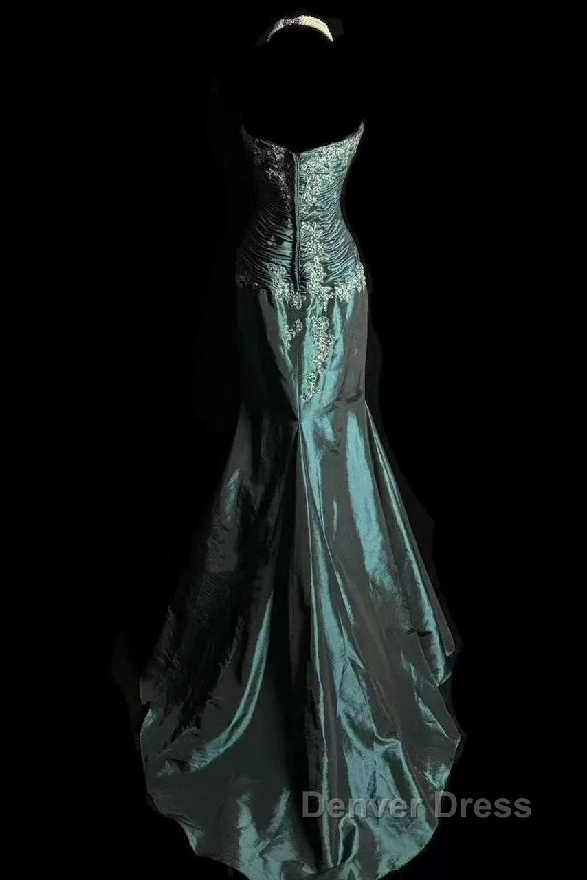 Retro Mermaid Sweetheart Taffeta Long Evening Dresses Prom Dresses