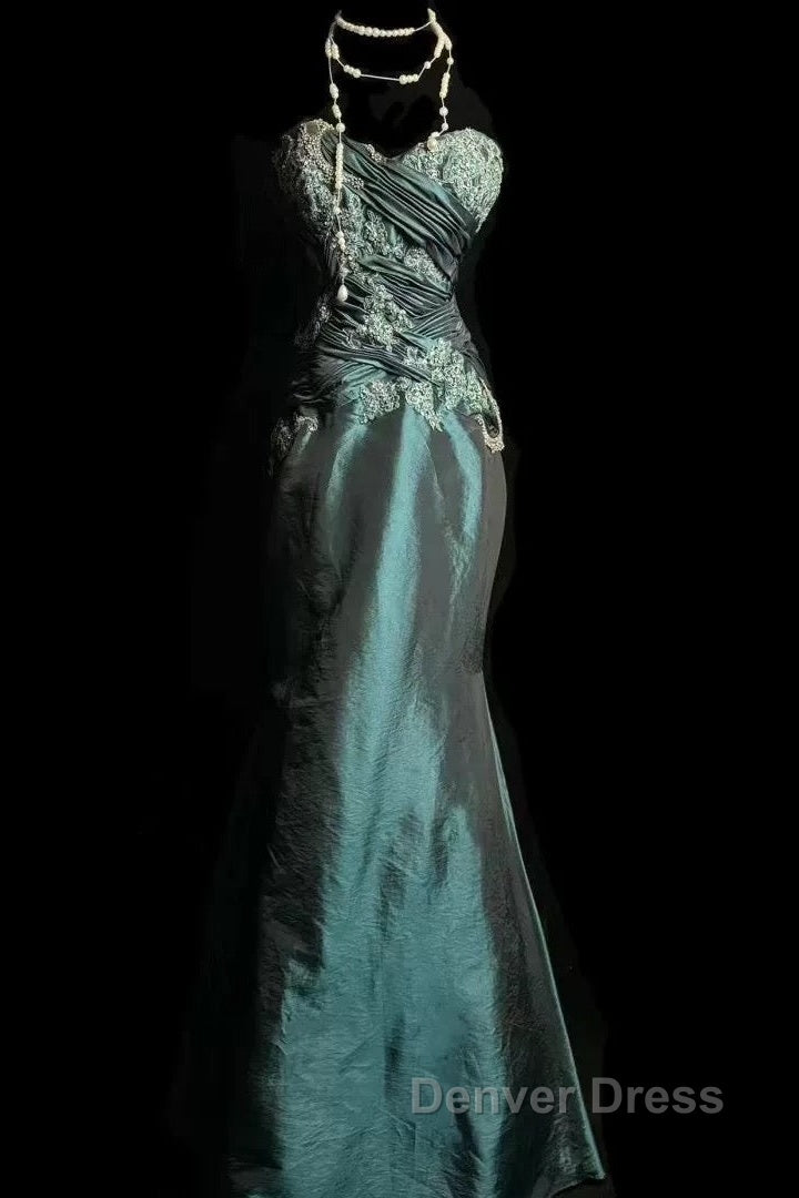 Retro Mermaid Sweetheart Taffeta Long Evening Dresses Prom Dresses